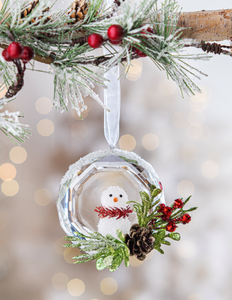 3.25"D Krystal Snow Globe Snowman Ornament