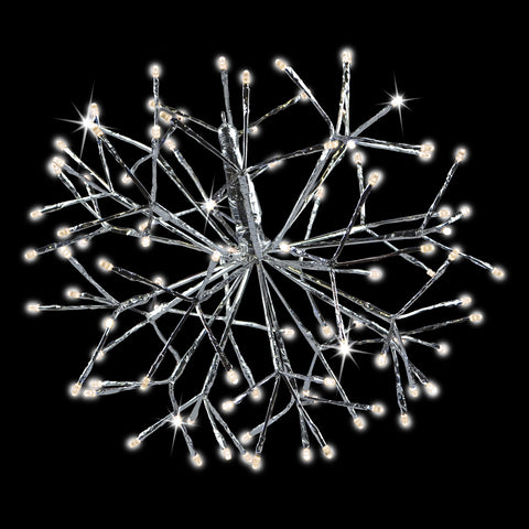 LED 16" Shimmering Sphere in Silver (Twinkle Warm White, 96L)