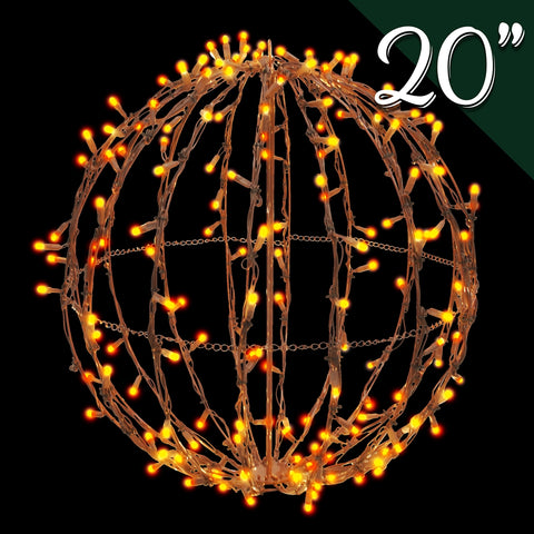 LED 3D Foldable Brown Sphere, 200 Lights, 20" (Orange)