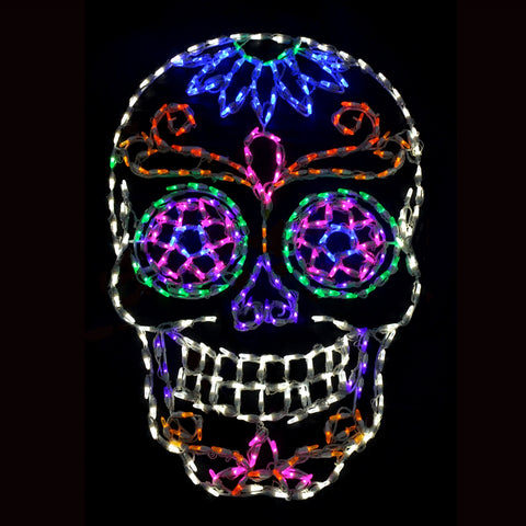 Sugar Skull LED Light Up Metal Framed Decor, 345 Lights, 42"