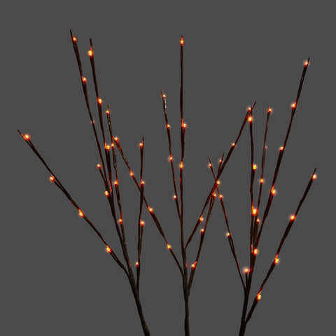 LED Orange Twig Light Stems, 60 Lights, 32" (Set of 3)