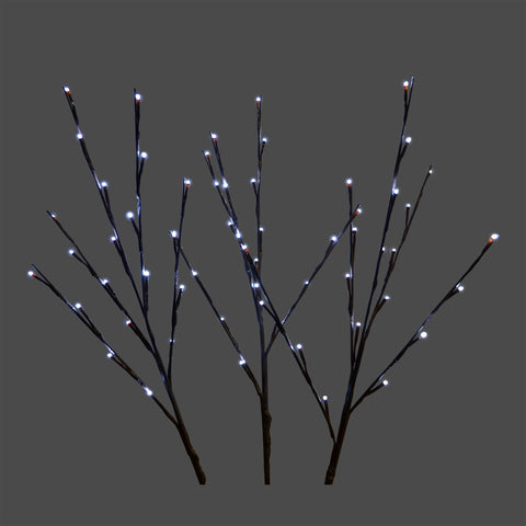 LED Pure White Twig Light Stems, 60 Lights, 32" (Set of 3)