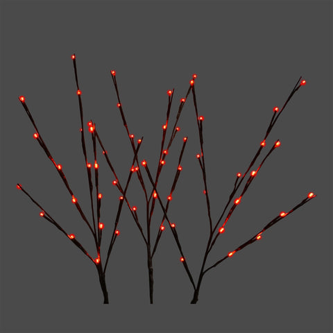 LED Red Twig Light Stems, 60 Lights, 32" (Set of 3)