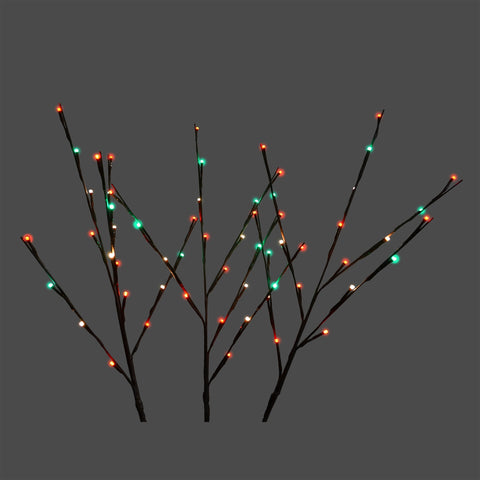 LED Traditional Multi Twig Light Stems, 60 Lights, 32" (Set of 3)