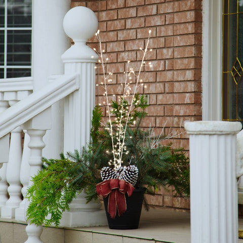 LED Warm White Twig Light Stems, 60 Lights, 32", White Tape (Set of 3)