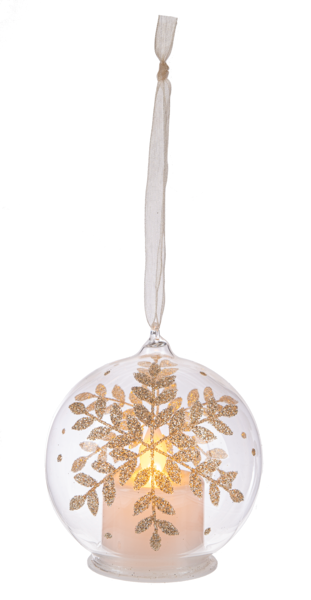 3"D LED Gold Leaf Ball Ornaments