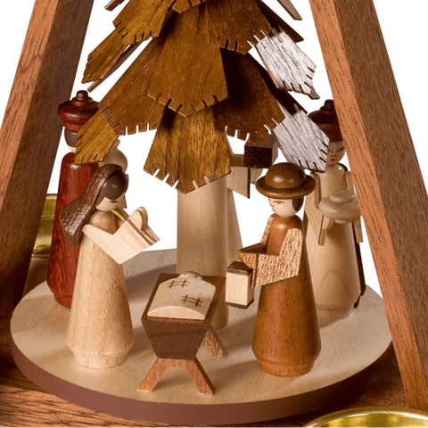 Nativity Natural Wood - German Pyramid, 12"