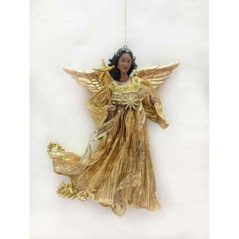 Fabric Flying Black Angel Ornament, 9.5"