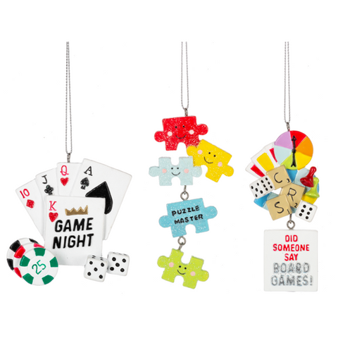 Game Night Resin Ornaments (sold individually)