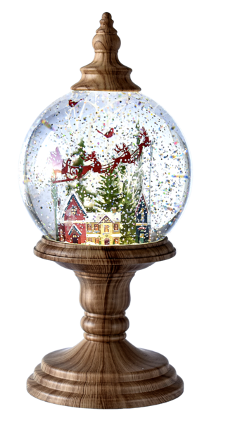 10.5"H LED Light Up Shimmer Santa Globe on Pedestal