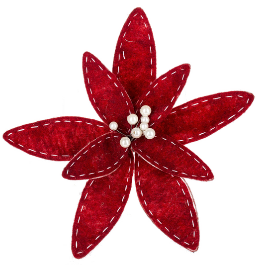 Clip-on Felted Poinsettia Ornament