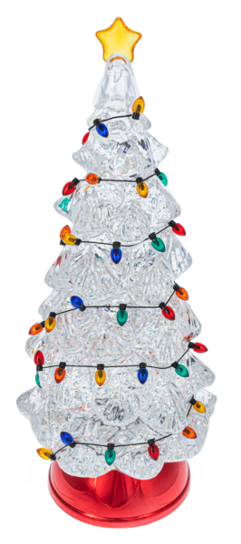 12.5"H LED Light Up Shimmer Tree w/Christmas Light Bulb String