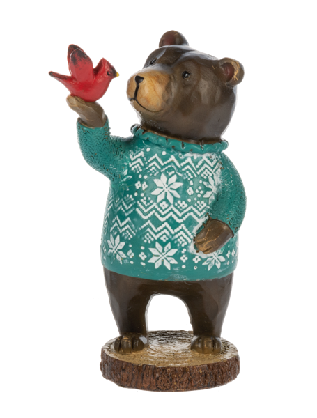 4.75" Carved Bear in Sweater Figurines