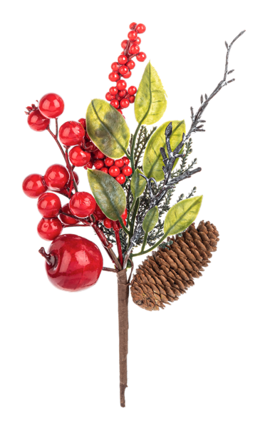 9.5" Holly Berry & Pinecone Pick