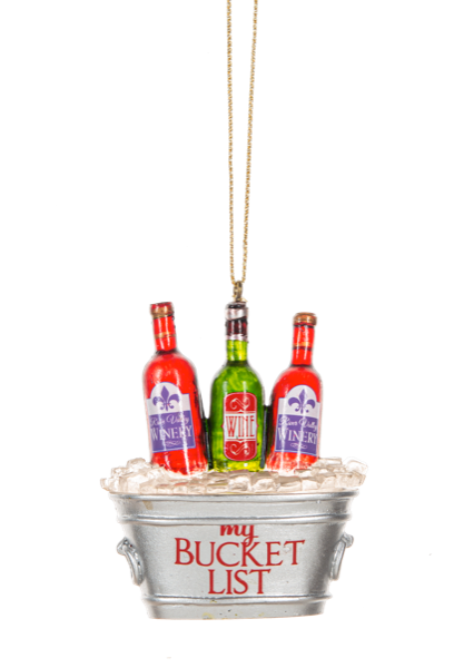 3"H Liquor Ice Bucket Ornament - Bucket List