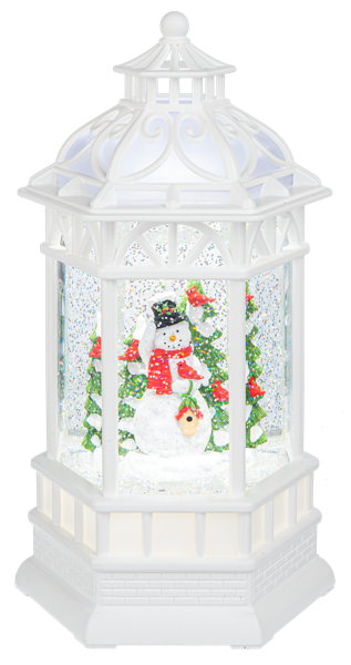 LED Light Up Shimmer Snowman in Gazebo Figurine