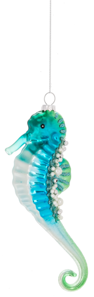 7.5" Glass Royal Seahorse Ornament
