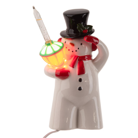 LED Light Up Bubble Light Snowman Figurine