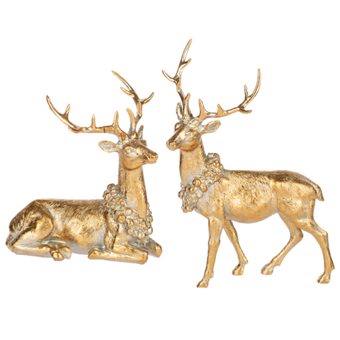 Gold Deer Figure Pair (Set of 2)