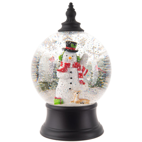 LED Light Up Rotating Shimmer Snowman Scene Globe