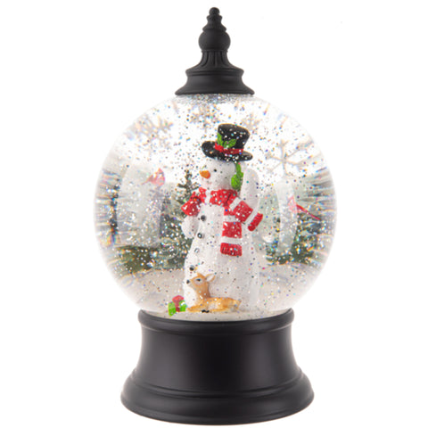 LED Light Up Rotating Shimmer Snowman Scene Globe