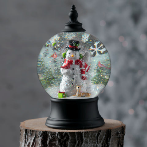 LED Light Up Rotating Shimmer Snowman Scene Globe