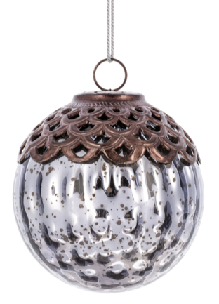 Faceted Glass Ball Ornament, 4"D (2 styles - sold individually)