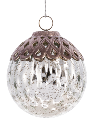 Faceted Glass Ball Ornament, 4"D (2 styles - sold individually)