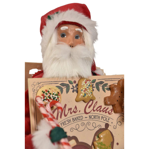 Santa w/Cookie Sandwich Board Caroler Figurine, 13"