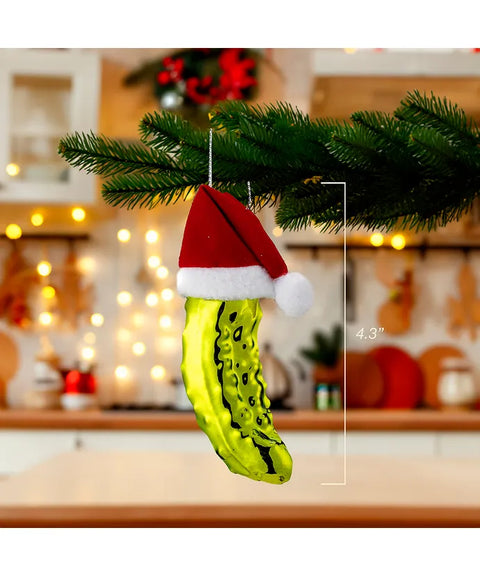 Noble Gems™ Pickle In Santa Hat Glass Ornament