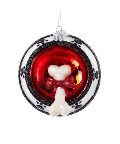 Noble Gems™ Dog Bone In Bowl Glass Ornament