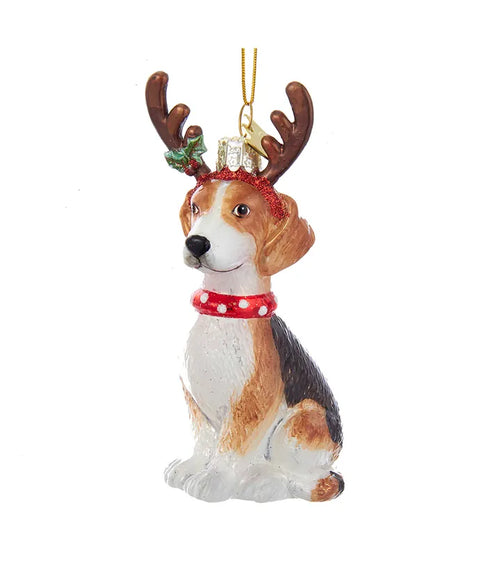 Noble Gems™ Beagle With Antlers Glass Ornament