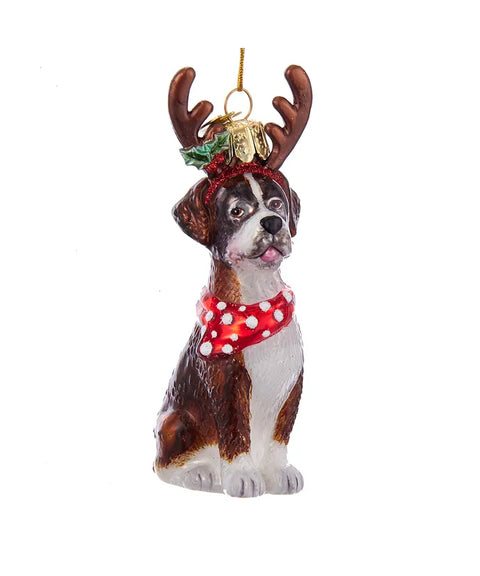 Noble Gems™ Boxer With Antlers Glass Ornament