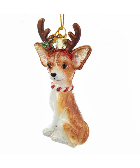 Noble Gems™ Chihuahua With Antlers Glass Ornament