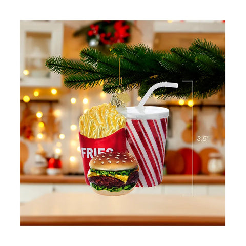 Noble Gems™ Glass Fast Food Combo Ornament, 3.5"