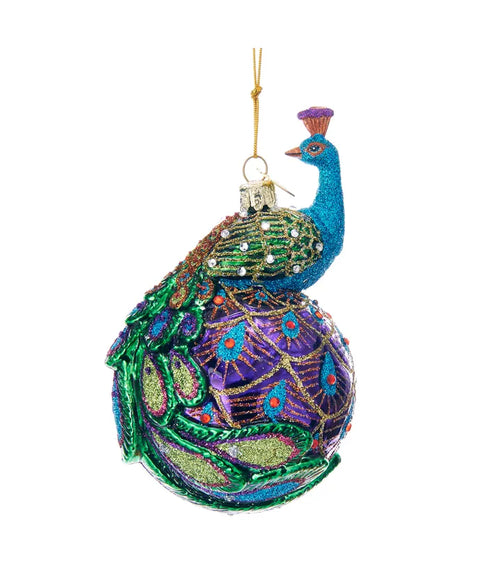 5" Glass Peacock Ornament