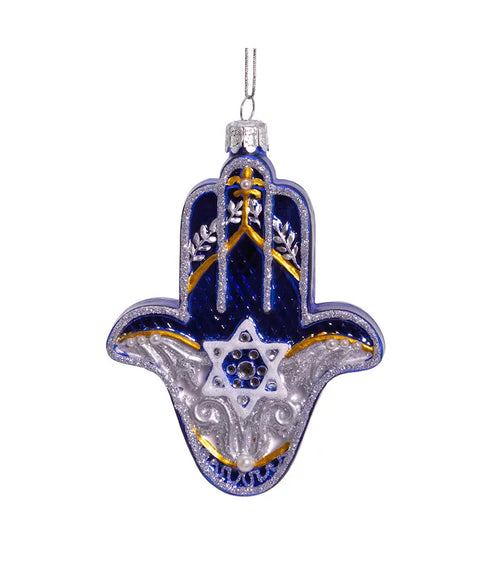 Noble Gems™ Glass Hanukkah Hamsa Hand Ornament