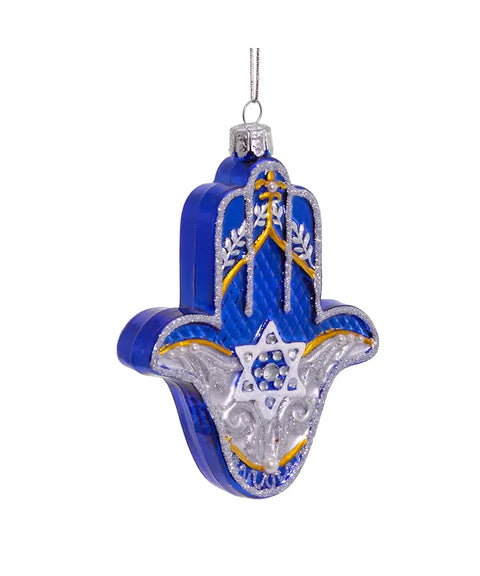 Noble Gems™ Glass Hanukkah Hamsa Hand Ornament