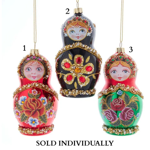 Noble Gems™ Russian Doll Glass Ornaments (3 Styles – Sold individually)