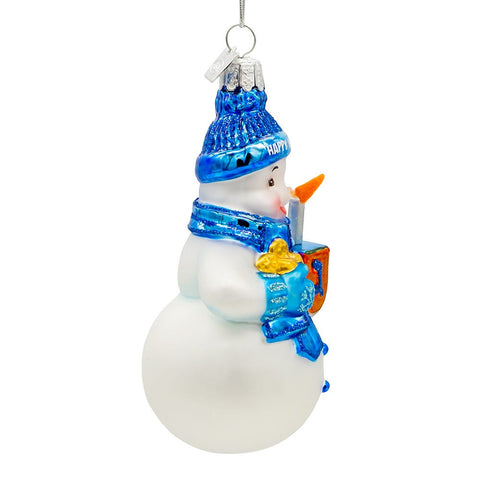 Noble Gems™ Glass Hanukkah Snowman Ornament, 4.25"