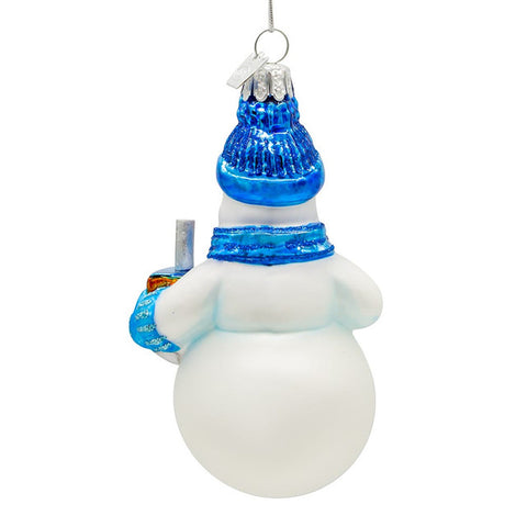 Noble Gems™ Glass Hanukkah Snowman Ornament, 4.25"