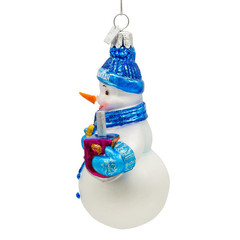 Noble Gems™ Glass Hanukkah Snowman Ornament, 4.25"