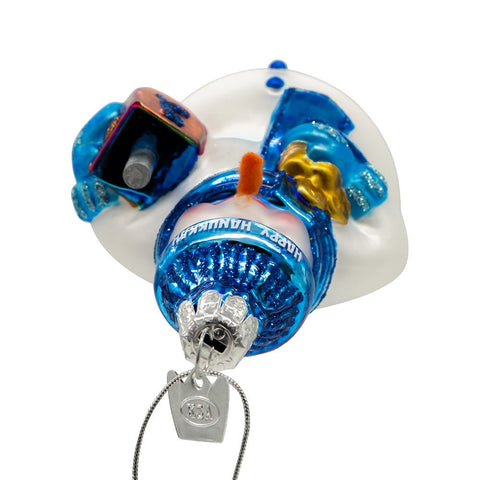 Noble Gems™ Glass Hanukkah Snowman Ornament, 4.25"
