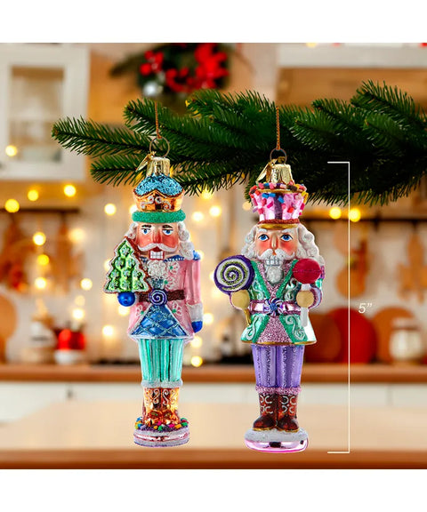 Noble Gems™ Glass Nutcracker With Cookie & Lollipop Ornaments (2 Styles – Sold individually)