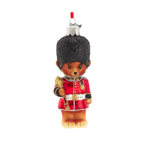 Noble Gems™ Glass Royal Guard Teddy Bear Ornament, 4"
