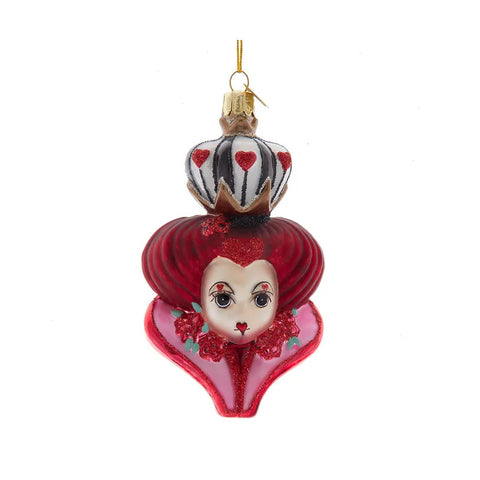 Noble Gems™ Glass Queen Of Hearts Head Ornament, 4.5"