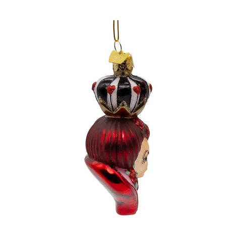 Noble Gems™ Glass Queen Of Hearts Head Ornament, 4.5"