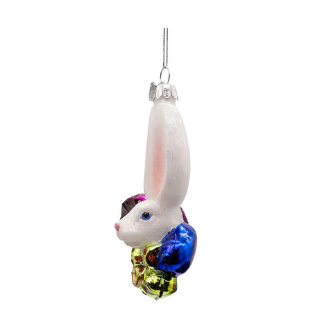 Noble Gems™ Glass White Rabbit Head Ornament, 4.5"