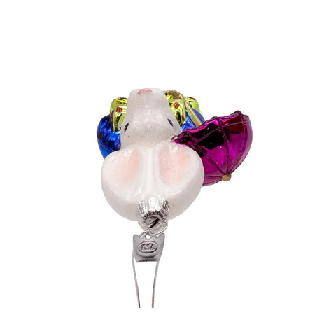 Noble Gems™ Glass White Rabbit Head Ornament, 4.5"