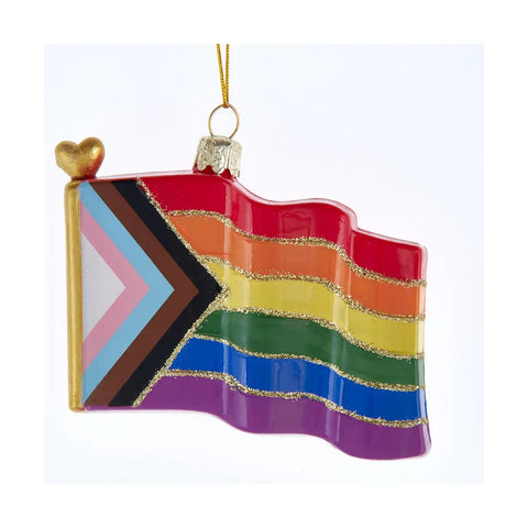 Noble Gems™ Glass Progress Pride Flag Ornament, 3.5"